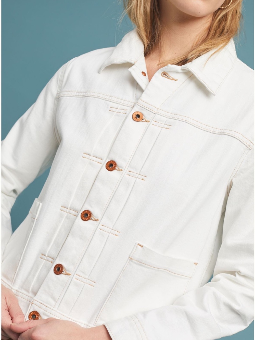 Ag Adriano Goldschmied White Cropped Denim Jacket - Picture 4 of 8